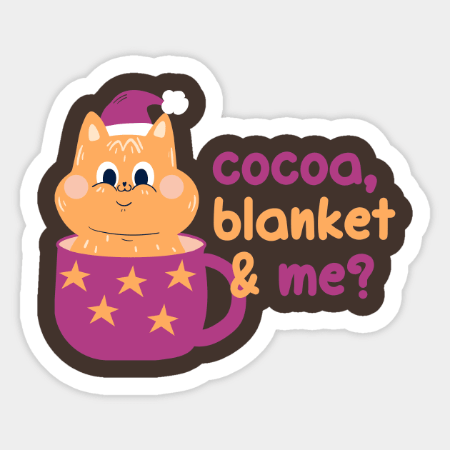 Cocoa, blanket & me? | Christmas Kitty Design Sticker by Enchantedbox